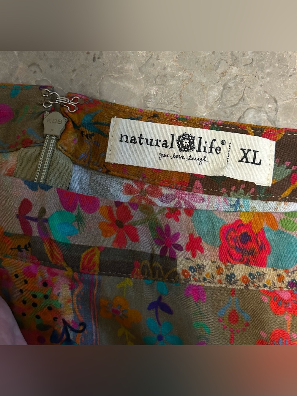 Natural Life Patchwork Floral
Maxi Skirt Side Slits Boho XL - Picture 8 of 13